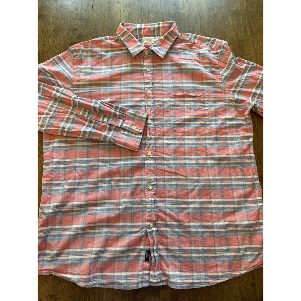 Faherty Flannel Shirt Mens XXL Red Plaid Button Legend Sweater Soft Pocket